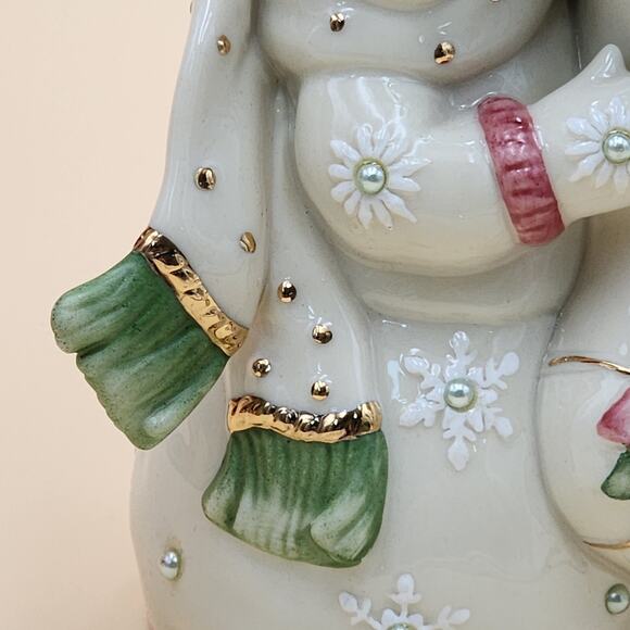 Lenox Petals & Pearls Snowman Stocking Bud Vase Figurine 6386247 w/Original Box - Picture 14 of 16